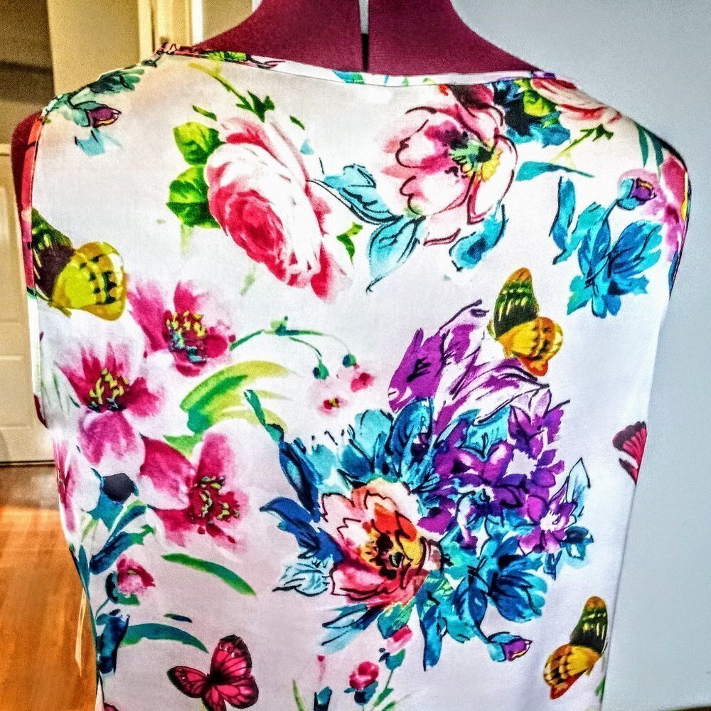 Notations Pleated Butterfly Print Sleeveless Top … - image 3